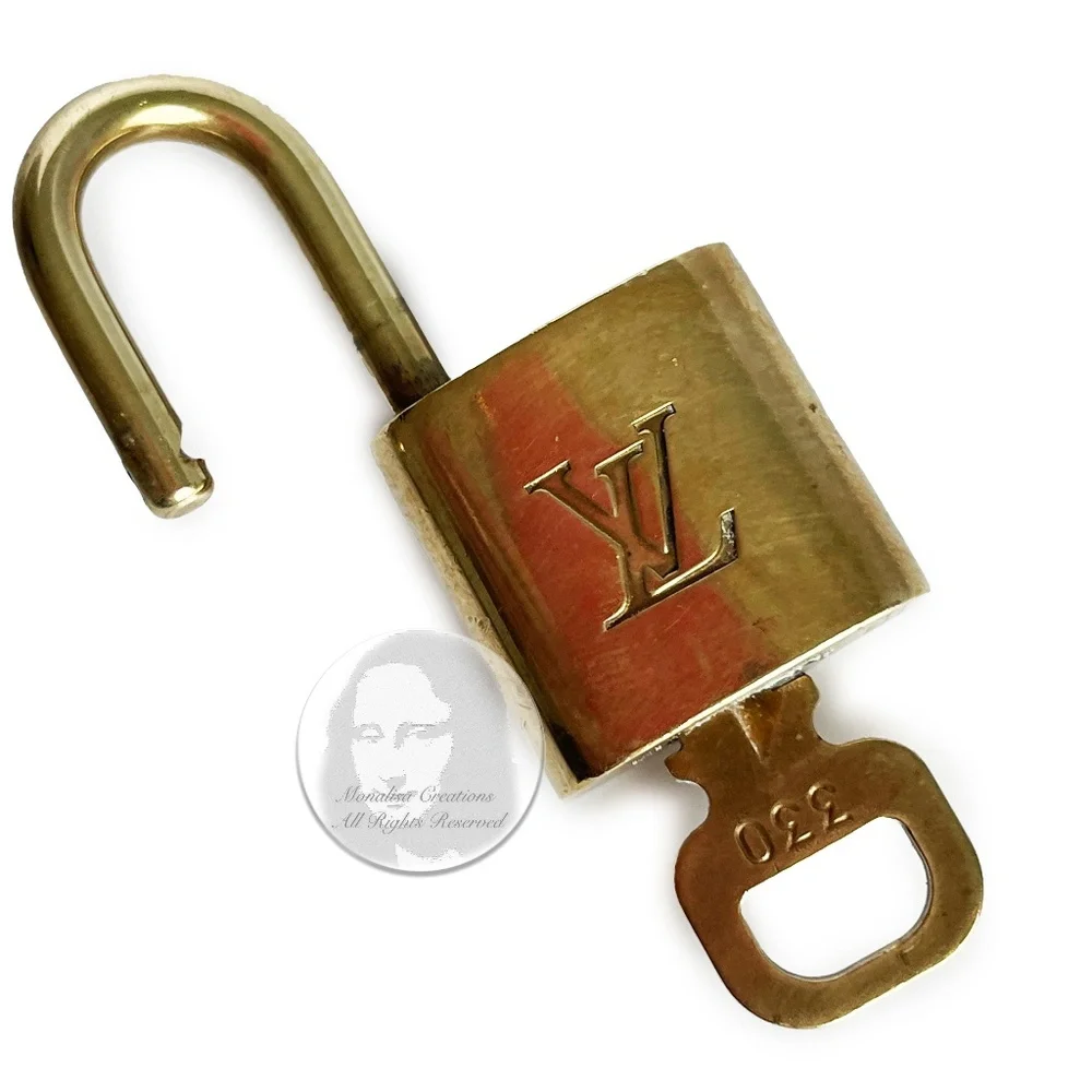Vintage Louis Vuitton Lock & Key Small Brass Bag or Luggage Lock LV Logo